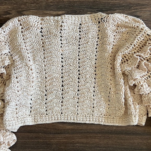 LoveShackFancy Junice Crop Cardigan in Sand - Picture 8 of 13